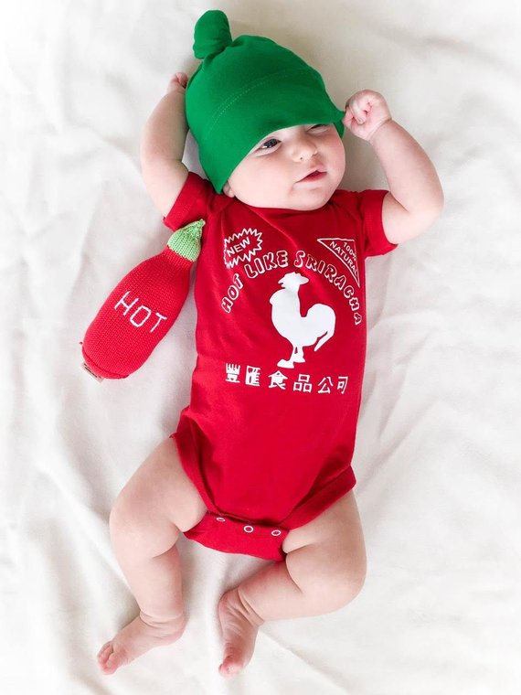 Sriracha Baby Onesie | Red - West of Camden - Main Image Number 1 of 1