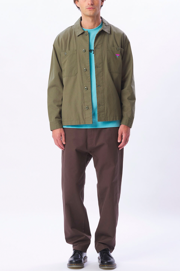 Contrast Zip Shirt Jacket | Smokey Olive - Main Image Number 1 of 3