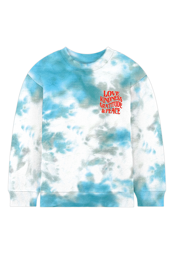 Youth Kindness Tie-Dye Sweatshirt | Teal - Main Image Number 2 of 2