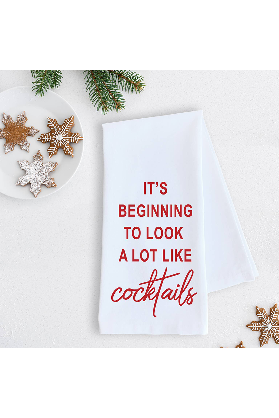 It’s Beginning to Look...Cocktails Tea Towel | White - Main Image Number 1 of 1