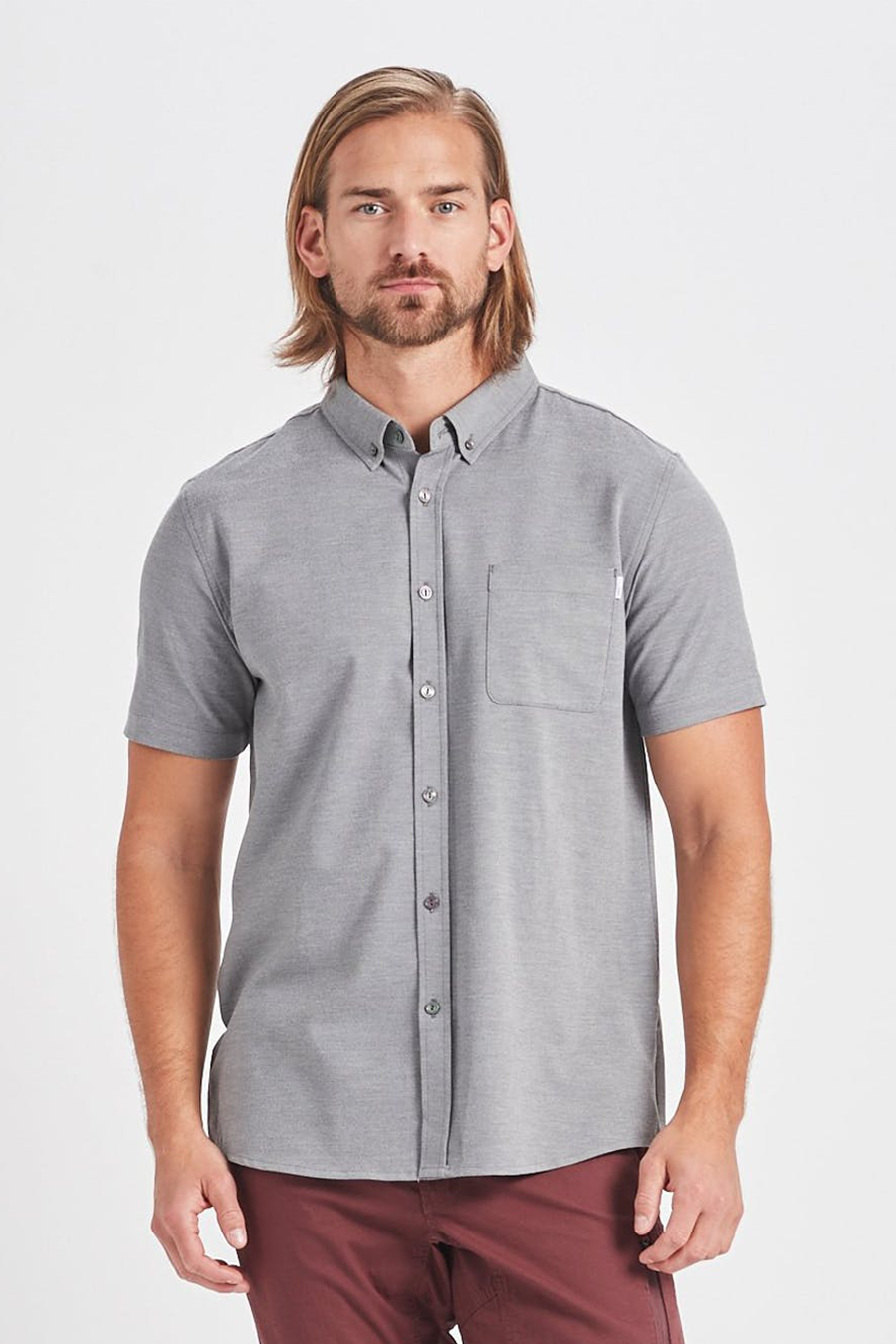 Bishop Button Down | Light Grey - Main Image Number 1 of 3