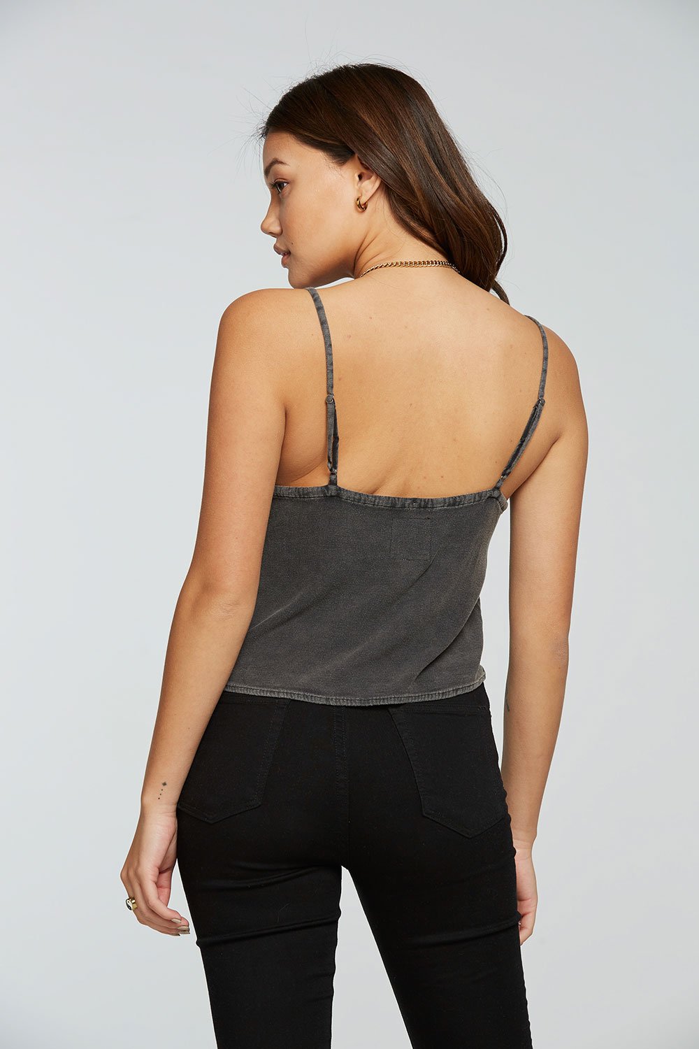 Cropped Low Back Cami | Black Cloud - Main Image Number 2 of 2