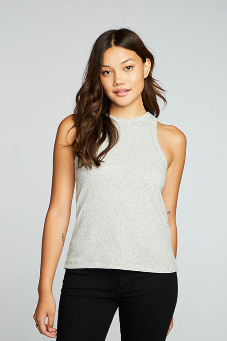 High Neck Racer Tank | Platinum - Main Image Number 1 of 1