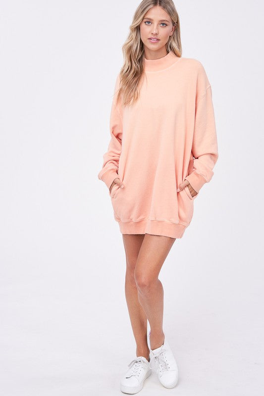 Mock Neck Oversized Sweatshirt | Sorbet - Thumbnail Image Number 1 of 2
