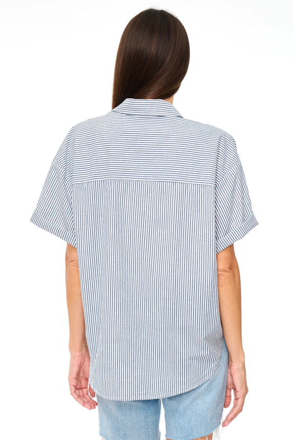 Cam Short Sleeve Button Down | Sea Stripe - Main Image Number 3 of 3