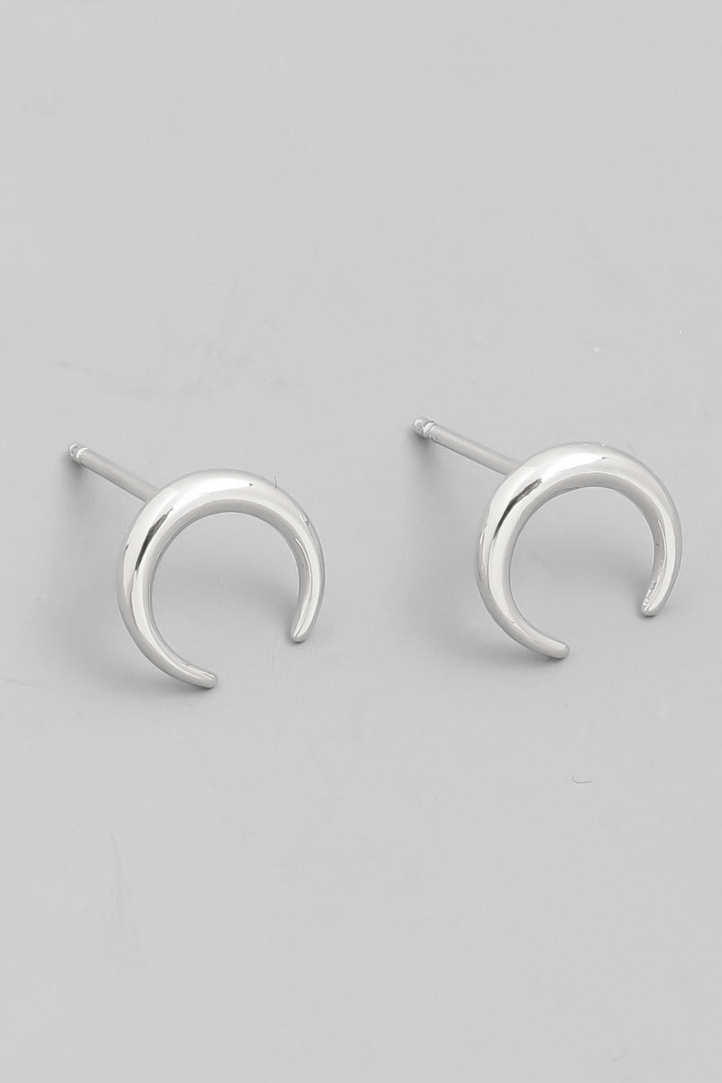 Mini Crescent Moon Studs | White Gold - West of Camden - Main Image Number 1 of 1