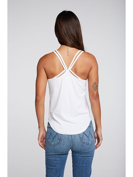 Vintage Rib Strappy Racerback Tank | White - Main Image Number 2 of 2