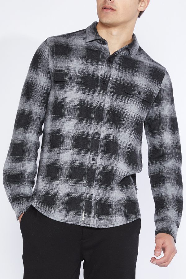 Creed Plaid Knit Shirt | Black - Main Image Number 1 of 1