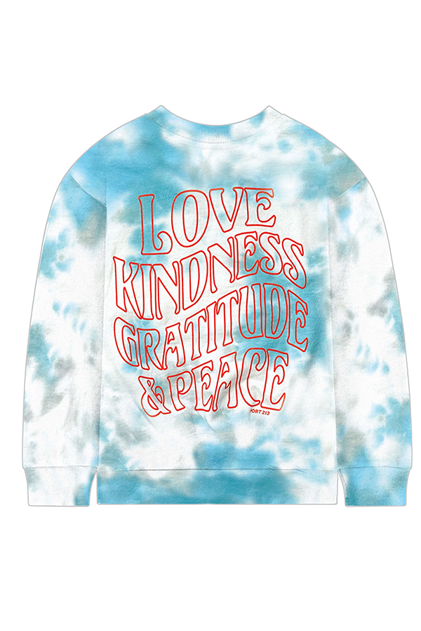 Youth Kindness Tie-Dye Sweatshirt | Teal - Main Image Number 1 of 2