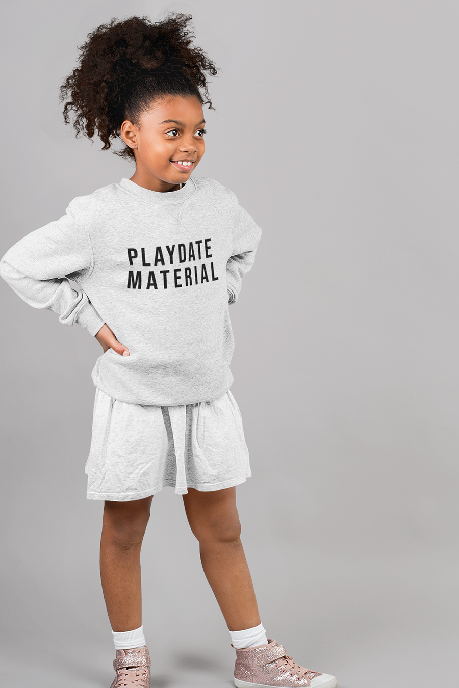 Playdate Material Kids Pullover | Heather Grey - Main Image Number 1 of 1
