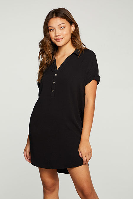 Heirloom Button Mini Dress | Black - Main Image Number 1 of 1