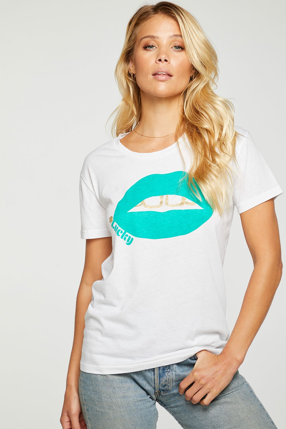 Lucky Kisses Recycled Tee | White - Main Image Number 1 of 1
