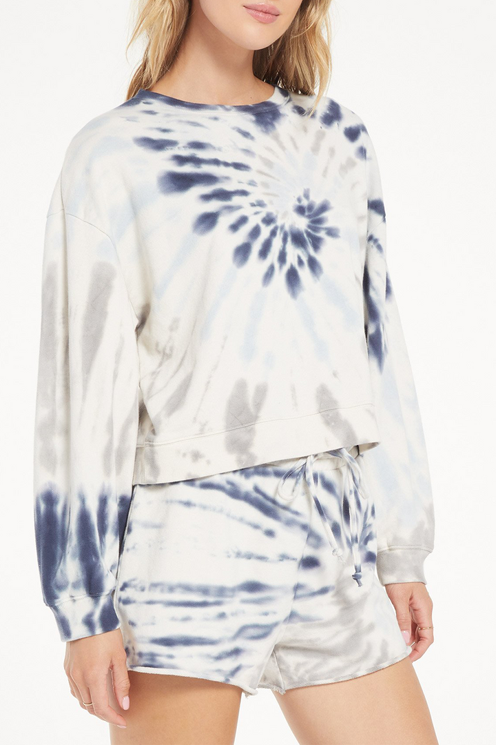 Multi Color Tie Dye Pullover | Deep Indigo - Thumbnail Image Number 1 of 2
