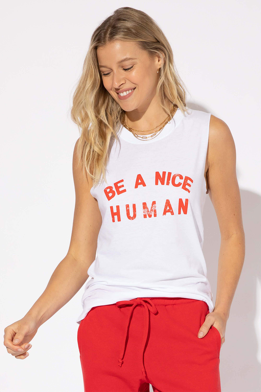 Be A Nice Human Muscle | White - Main Image Number 1 of 2