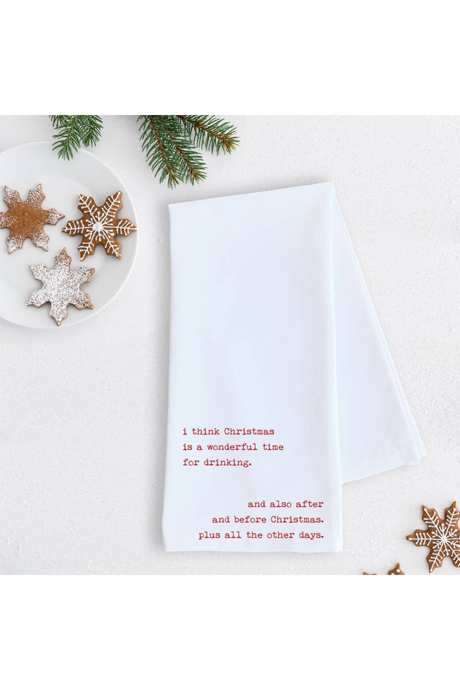 Christmas Is a Wonderful Time Tea Towel | White - Main Image Number 1 of 1