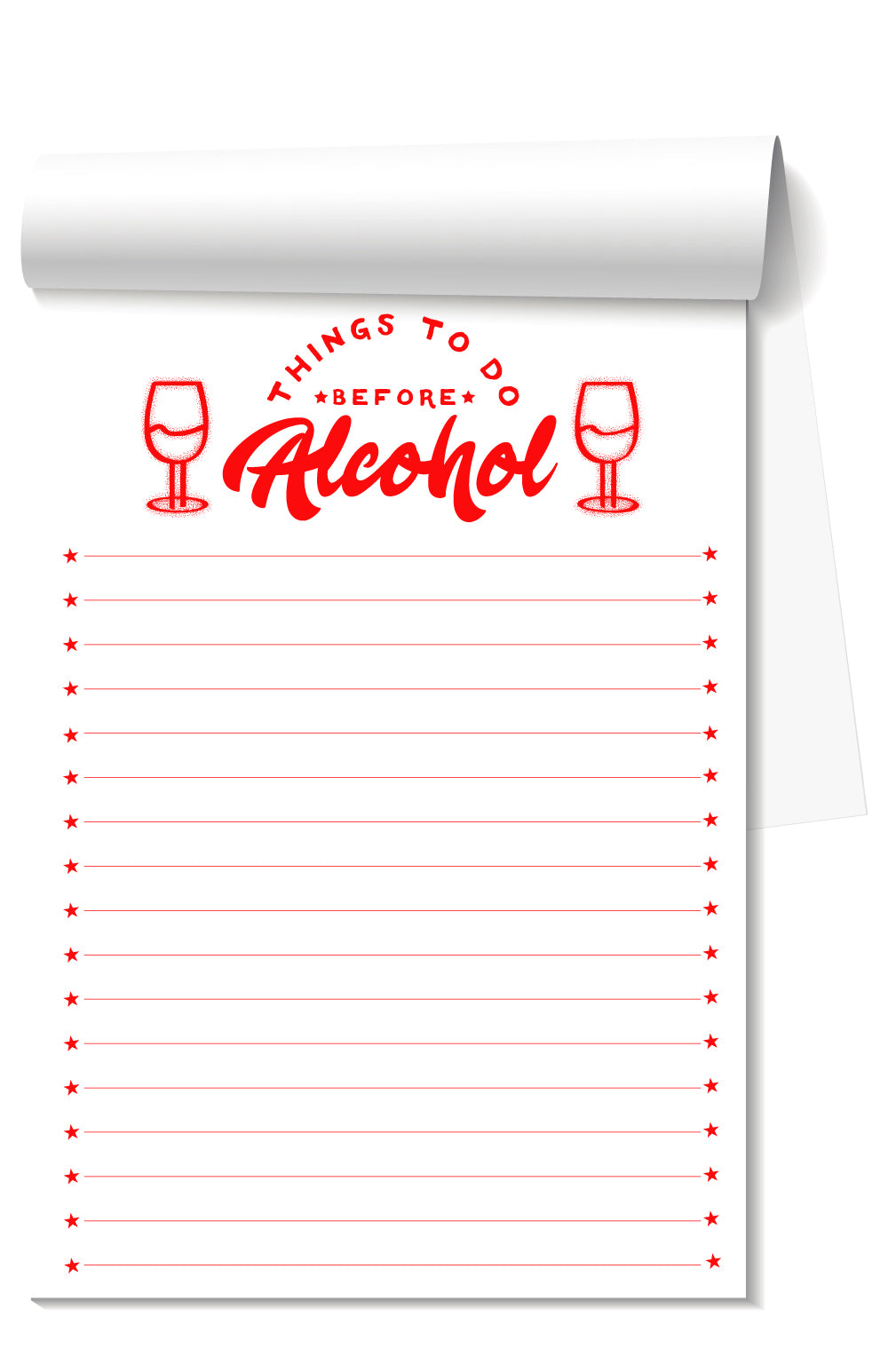 Things To Do Before Alcohol Notepad - Main Image Number 1 of 1