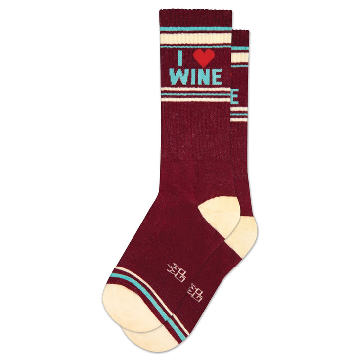 I Heart Wine Ribbed Gym Sock