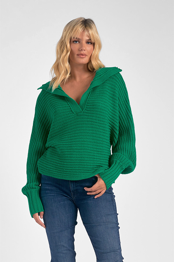 Henley Rib Sweater | Kelly Green - Main Image Number 1 of 1