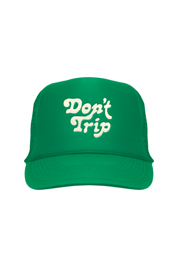 Don't Trip Embroidered Trucker Hat | Kelly Green - Main Image Number 1 of 1