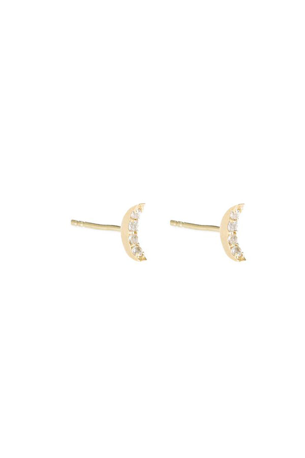 Greece Pave Crescent Moon Earrings | Gold - Visual Media Number 1 of 1