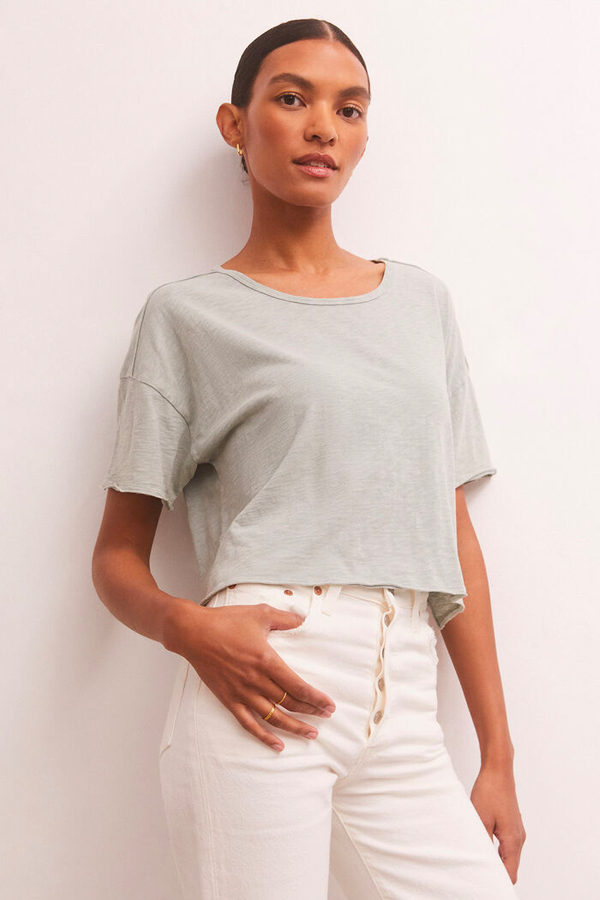 Hazel Slub Tee | Worn Jade - Thumbnail Image Number 1 of 3
