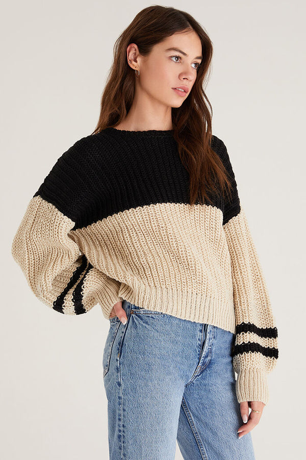 Lyndon Color Block Sweater | Oat - Main Image Number 1 of 3