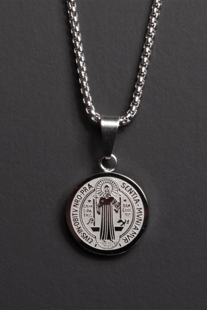 St Benedict Medal Necklace | Silver - Thumbnail Image Number 2 of 3
