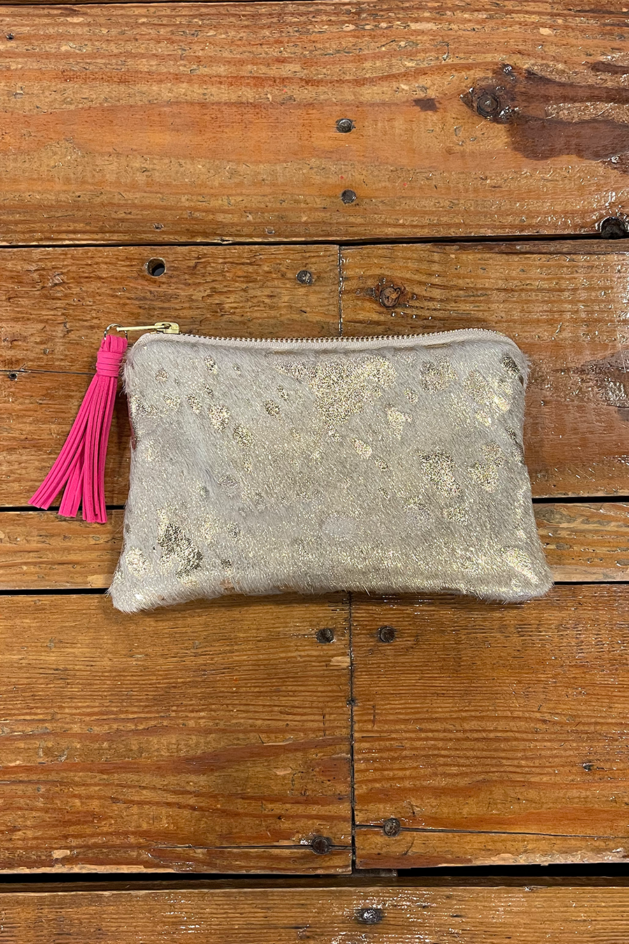 Cowhide Mini Clutch | Gold Metallic - Main Image Number 1 of 1