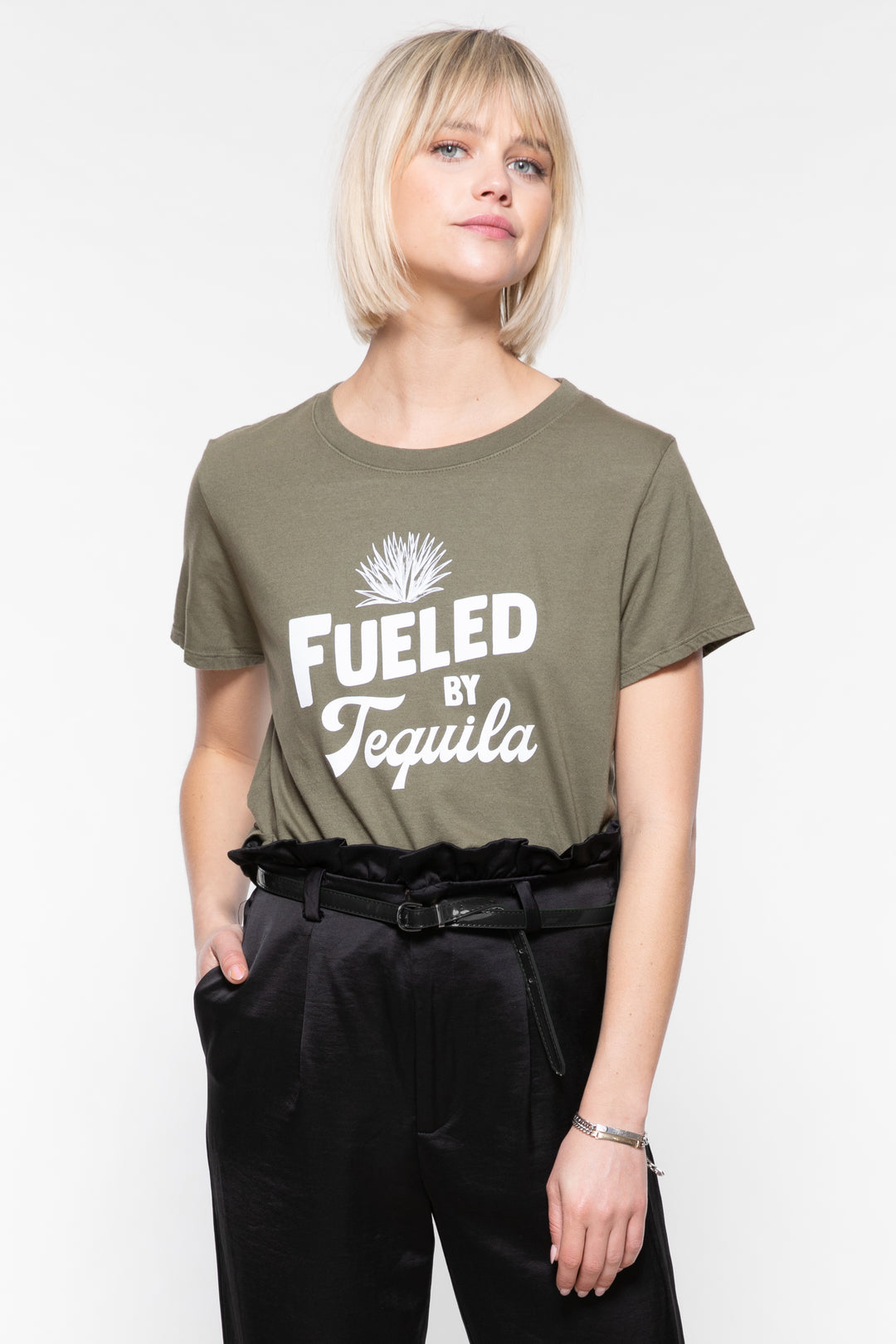 Fueled By Tequila Loose Tee | Army - West of Camden - Main Image Number 1 of 1