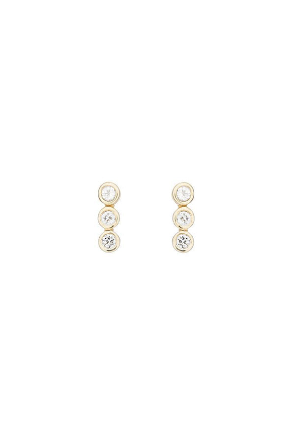 Tulum 3 Bezel Gemstone Earrings | White Topaz/ Yellow Gold - Main Image Number 1 of 1