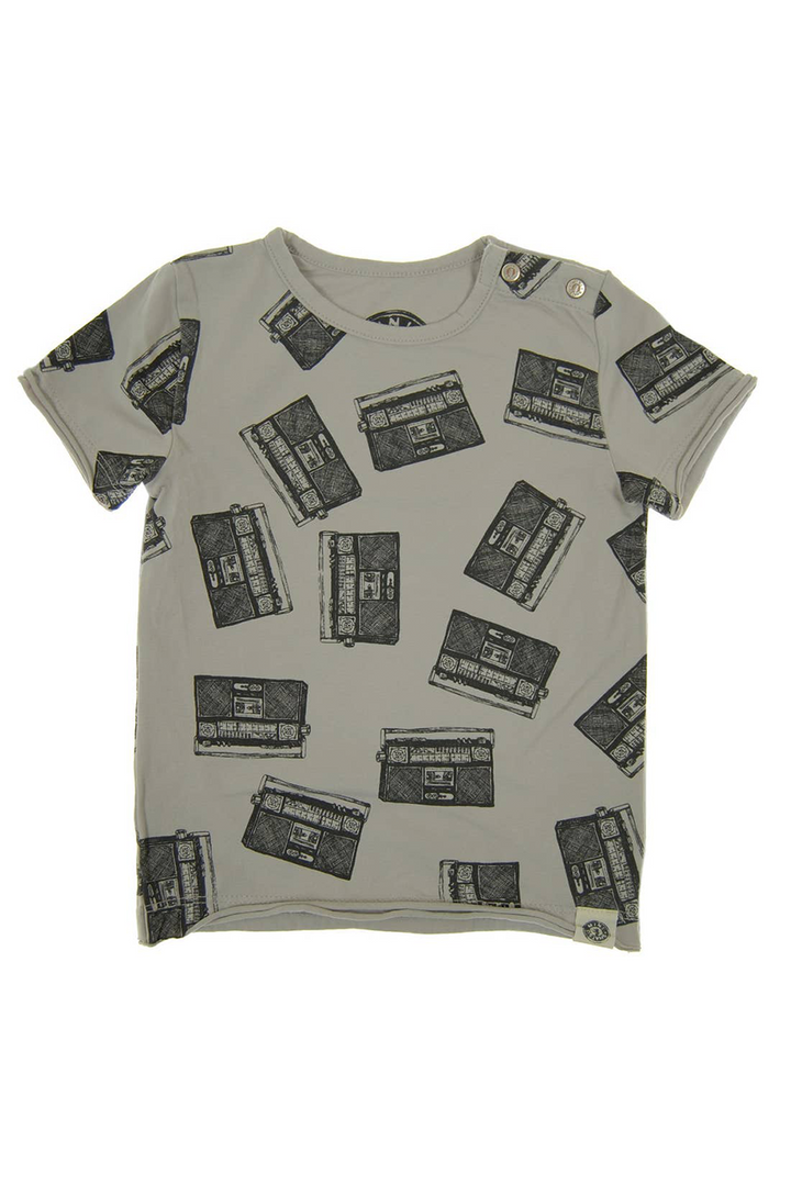 Allover Boom Box Kids Tee | Grey - Thumbnail Image Number 1 of 2
