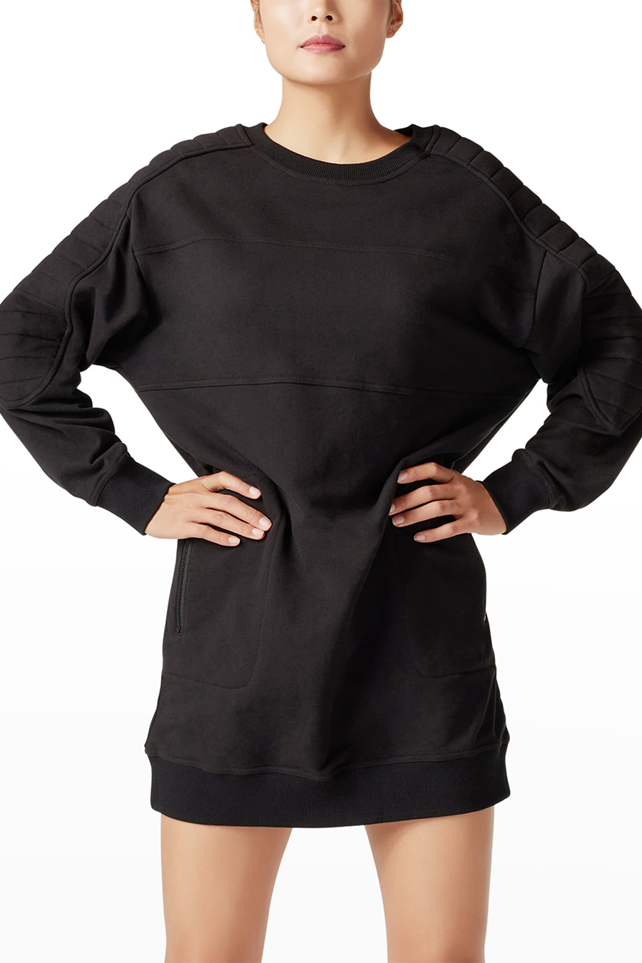 Moto Sweatshirt Dress | Black - Main Image Number 3 of 3