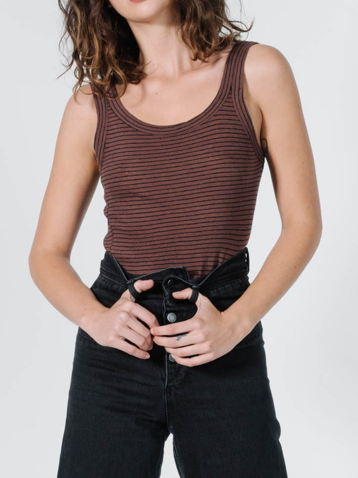 Nowhere Striped Tank | Brown - Main Image Number 1 of 1