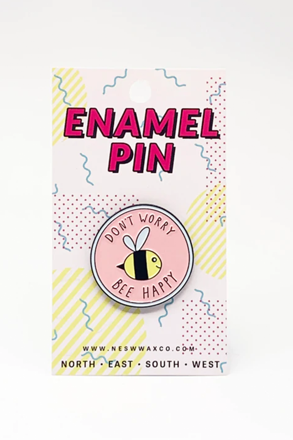 Dont Worry Bee Happy Enamel Pin - Main Image Number 1 of 1