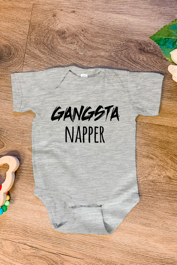 Gangsta Napper Onesie| Heather Grey - Main Image Number 1 of 1