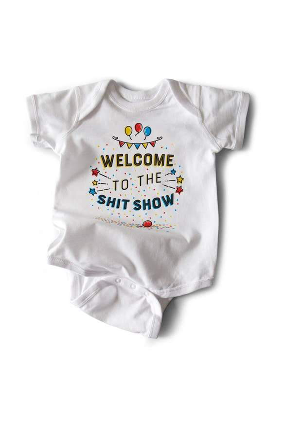Shit Show Onesie | White - West of Camden - Main Image Number 1 of 2